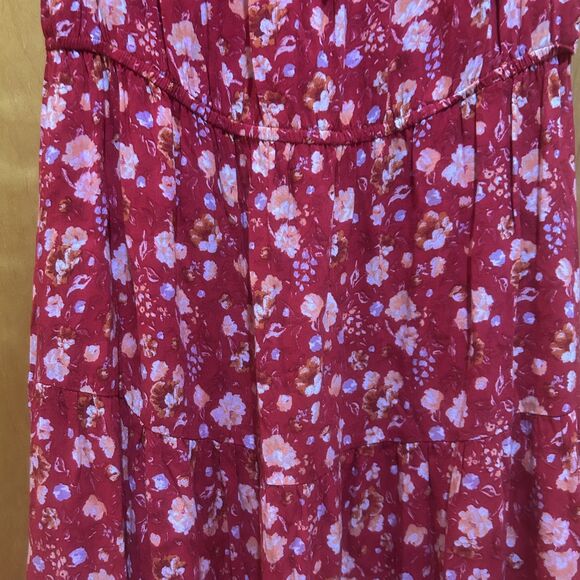 Indigo Rose Womens Red Floral Scoopneck Dress-Sz L-Peasant-Prairie-Cottagecore - Picture 4 of 9